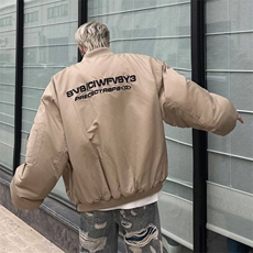 美式刺绣棒球棉服外套男女潮牌Cleanfit飞行夹棉外套MF322-P92，男装棉衣，星座412-3
