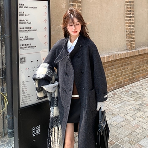 【现货】新款设计感双排扣立领羊绒大衣99018款P255K368图片