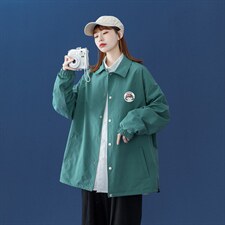 中性22秋季简约风趣味印花翻领夹克纽扣外套JK310P45控58，男装夹克，A247A