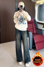 时尚潮流刺绣卫衣修身显瘦牛仔裤套装，女装套装/套裙，江南