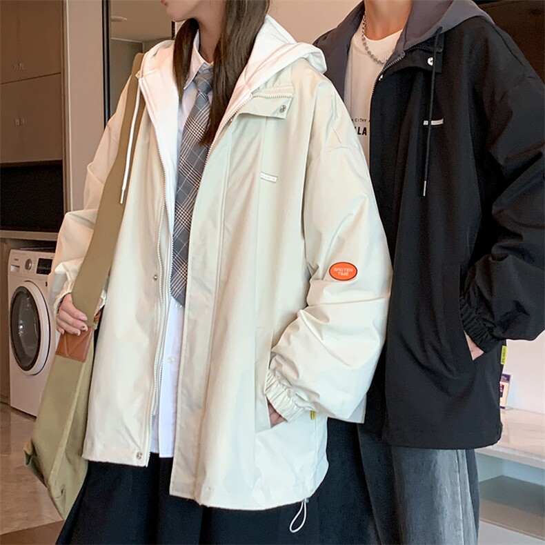 男士秋季夹克休闲臂章情侣款连帽外套宽松男装超A266-JK2122-P55,男装夹克,电商A266