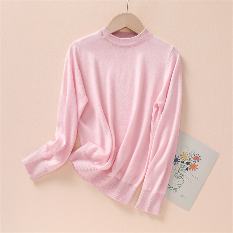 儿童简约休闲纯色百搭半高领打底针织衫长袖，童装儿童针织衫，牧雅羊绒