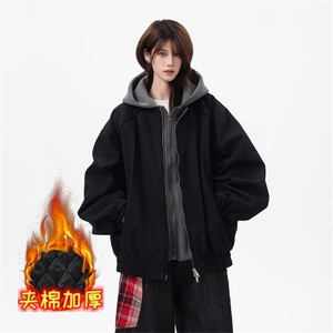 [001] 小众座山雕毛绒连帽卫衣假两件穿外套情侣 A079-J9977-P82图片