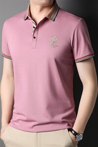 中青年男士2023夏季新款休闲翻领商务纯色短袖Polo衫百搭打底上衣图片