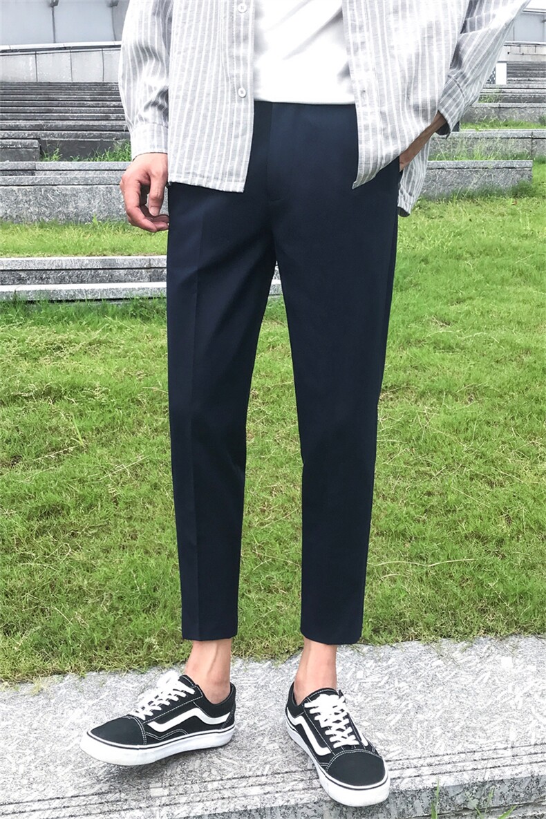 裤子男秋冬加绒加厚九分小西裤男士修身垂感西装裤休闲长裤宽松潮,男装西裤,星座505-2（原电商A260-1)