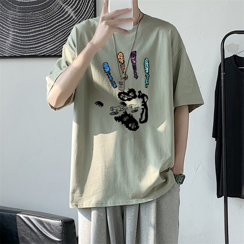 T2228P25港风室内男士t恤短袖ins潮牌潮流夏季薄款上衣服港风宽松,男装T恤,星座510A-1