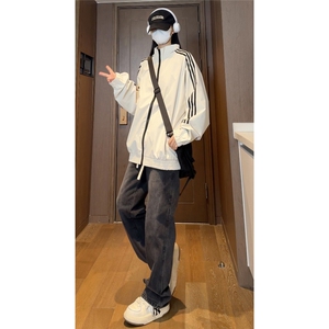 光板 得物\唯品\抖音二开 条纹织带拼接翻领冲锋衣夹克F2580特P55图片