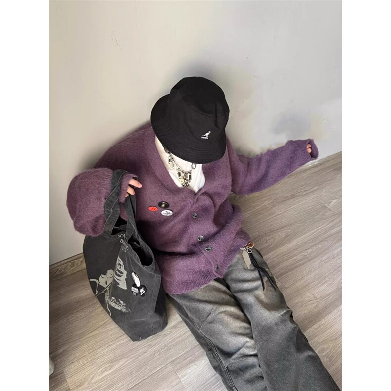 水貂毛开衫毛衣男秋冬cleanfi痞帅宽松情侣针织衫外套MZ892-P61,男装针织衫/毛衣,星座412-3