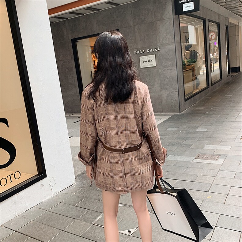 【现货】255-2073-P115控168秋装新款格子西装外套女,女装西装,浙宝288（原255）
