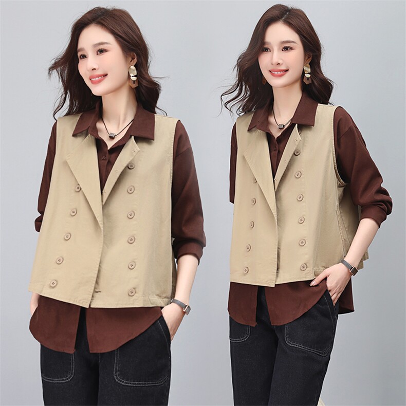 华吉言【浪痕】双排定制做旧树脂扣复古工装马甲，女装马甲，小林双子