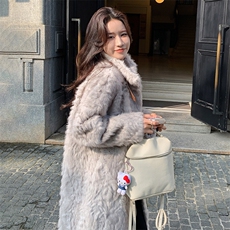 高级感灰色立领羊羔毛外套女冬2025新款加绒加厚皮毛一体皮草大衣，女装皮草，2C085
