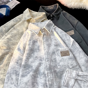 8XL-M秋冬款加绒加厚衬衫男做旧脏脏保暖外套大码衬衣CS29002P65图片