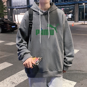 WY2227-P35 纯棉连帽卫衣男大码运动帽衫宽松薄外套男图片