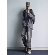 B221美式ins高街暗黑小众铆钉伐木裤牛仔裤LK23145-P65控88，男装牛仔裤，电商B221