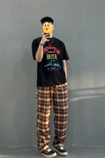 (网图慎用)特批P40无差价秋季复古磨毛格子裤男女大码休闲裤K5752，男装休闲裤，电商A001