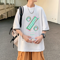 JT55171-P25假两件短袖t恤男大码胖子半袖体恤半截袖港风，男装T恤，电商A040