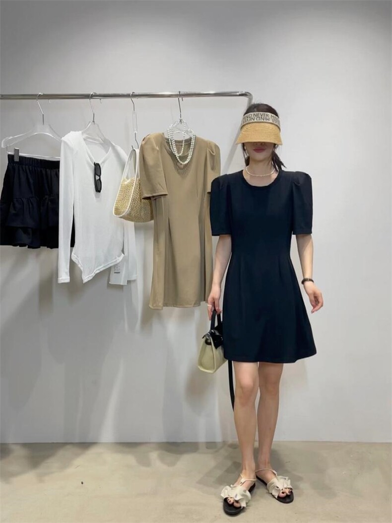 显瘦连衣裙，女装连衣裙，BLACK