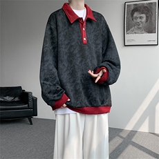 现货WY10159-特P50控88美式复古撞色解构拼接大码男宽松情侣卫衣，男装卫衣，电商A059
