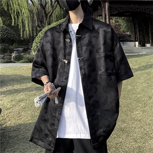 2024夏季新款风短袖衬衫男设计感潮牌休闲衬衣现货 W8168-P42图片