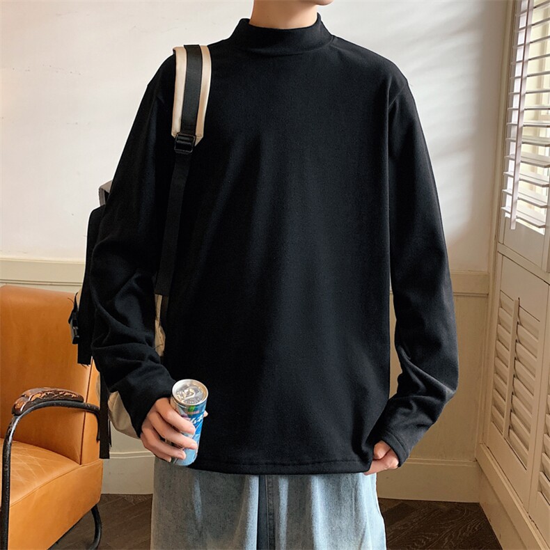 半高领长袖t恤男潮牌春秋款内搭德绒打底衫黑色加绒NY006特P20,男装T恤,星座1004（原星座815-3）