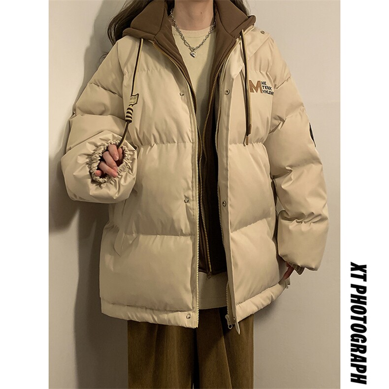 冬季宽松/假两件连帽休闲外套潮加厚棉衣XZ102B-1M2682-P125图片