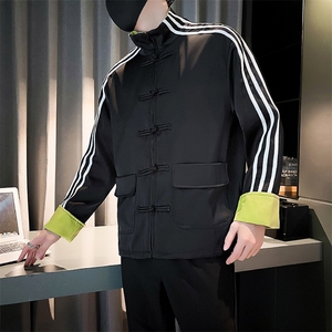 社会小伙春秋季男士条纹夹克风纯色高领外套男C208-8011-P115图片