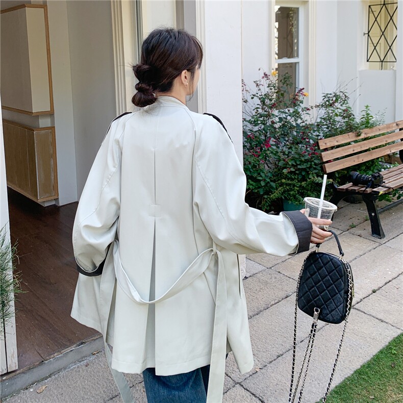 2026春装新款撞色系带气质风衣外套2C375-620-P165-K258,女装风衣,2C375