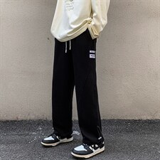 2024秋冬新款港风撞色绣标宽松抽绳束脚休闲裤运动裤K241-P60，男装休闲裤，星座914-3