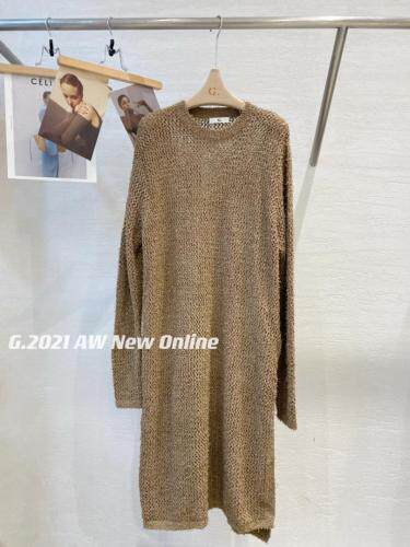 秋季新款圆领针织裙下摆一侧开衩设计超洋气现货，其它，G