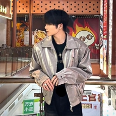 男女时尚外套男装女潮装简约慵懒2025年秋季新款皮衣1172-P75，男装皮衣，星座910-5
