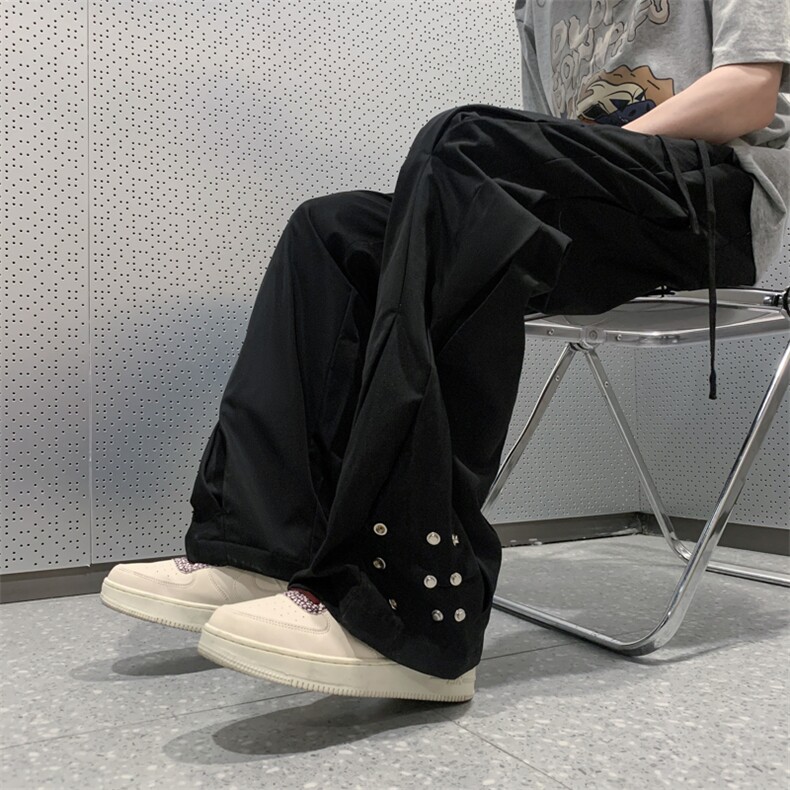 设计感伐木裤高街潮牌休闲裤排扣微喇长裤X1213-KK139-P58图片