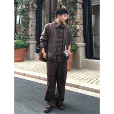 2025秋季男士假两件运动风夹克休闲翻领外套男，男装夹克，四季星座505