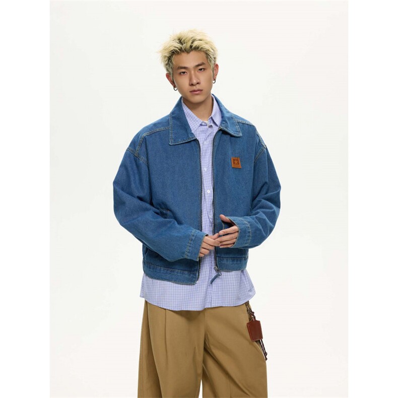 牛仔衬衫男生春秋款港风休闲潮流青少年夹克外套男装JK0494-P65,男装夹克,星座308B-2