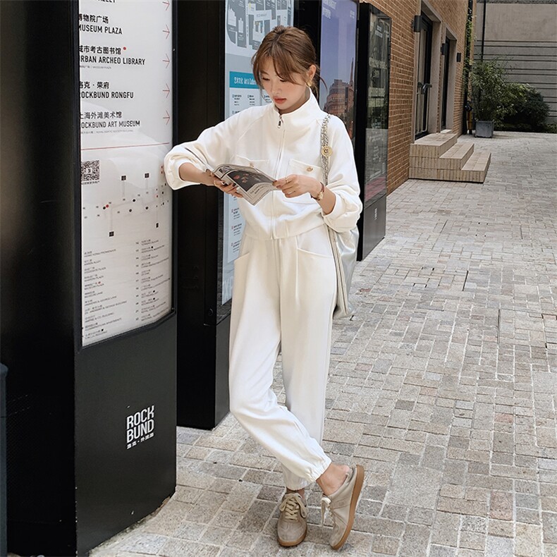 白色休闲运动套装两件套女春秋2024新款高级感甜辣两件套酷盐系,女装套装/套裙,曼娅璐