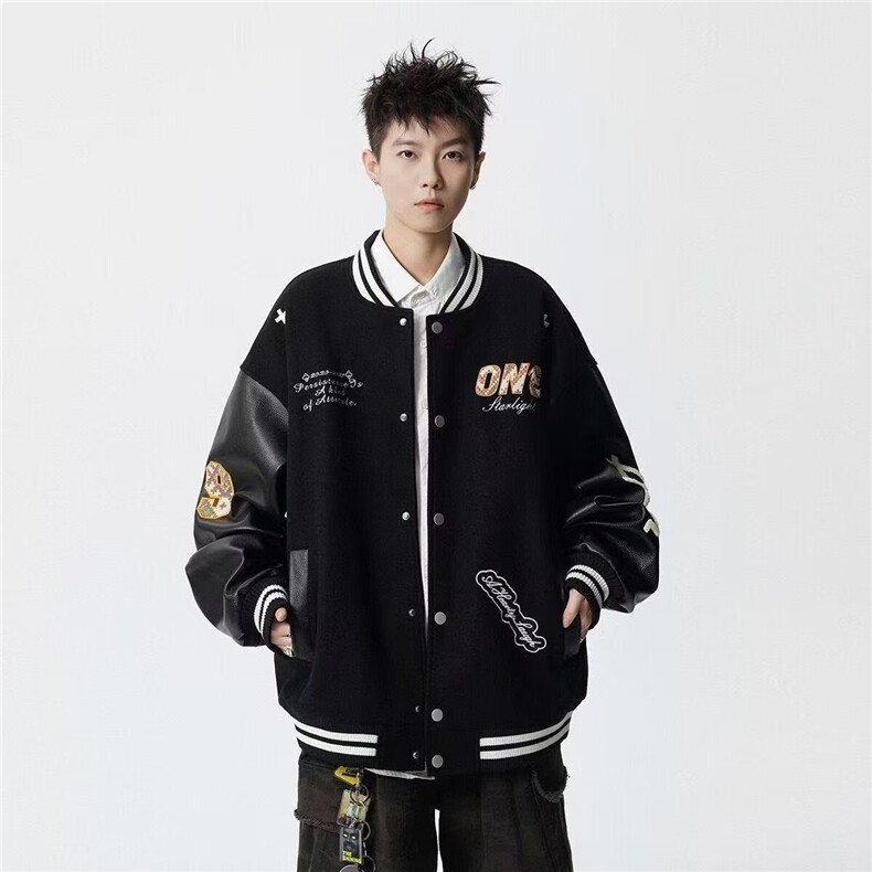 W11105-P73网图现货春季新款潮牌美式撞色棒球服外套夹克设计感,男装夹克,星座1608