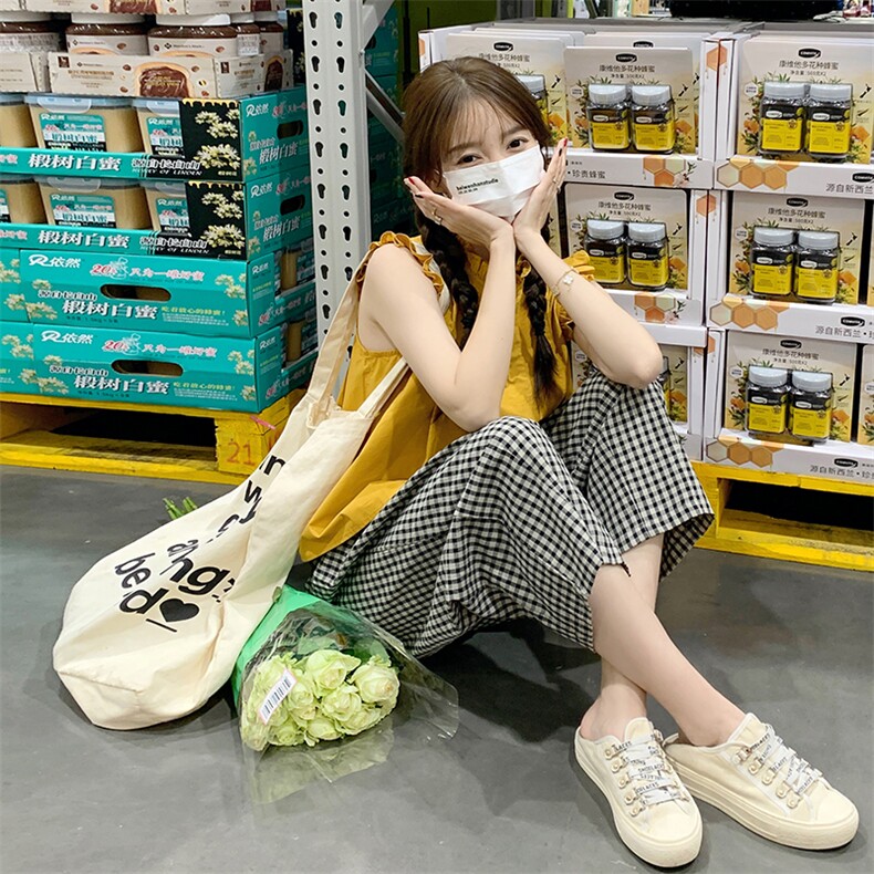 法式木耳边飞飞袖衬衫两件套2023新款小个子显瘦网红套装减龄洋气,女装套装/套裙,2C037