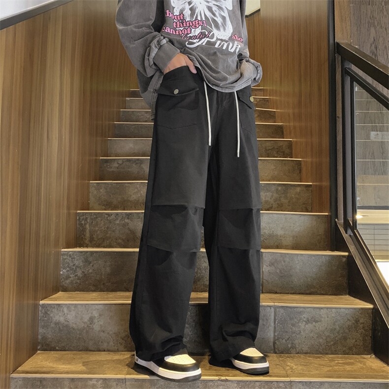 男款潮流宽松休闲长裤秋季薄款高级感垂感百搭直筒裤 K7333-P38图片