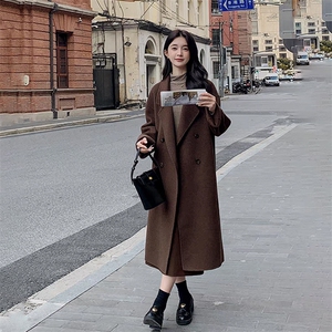 美拉德可拆卸白鸭绒内胆毛呢外套女2025冬新款小个子高级呢子大衣图片