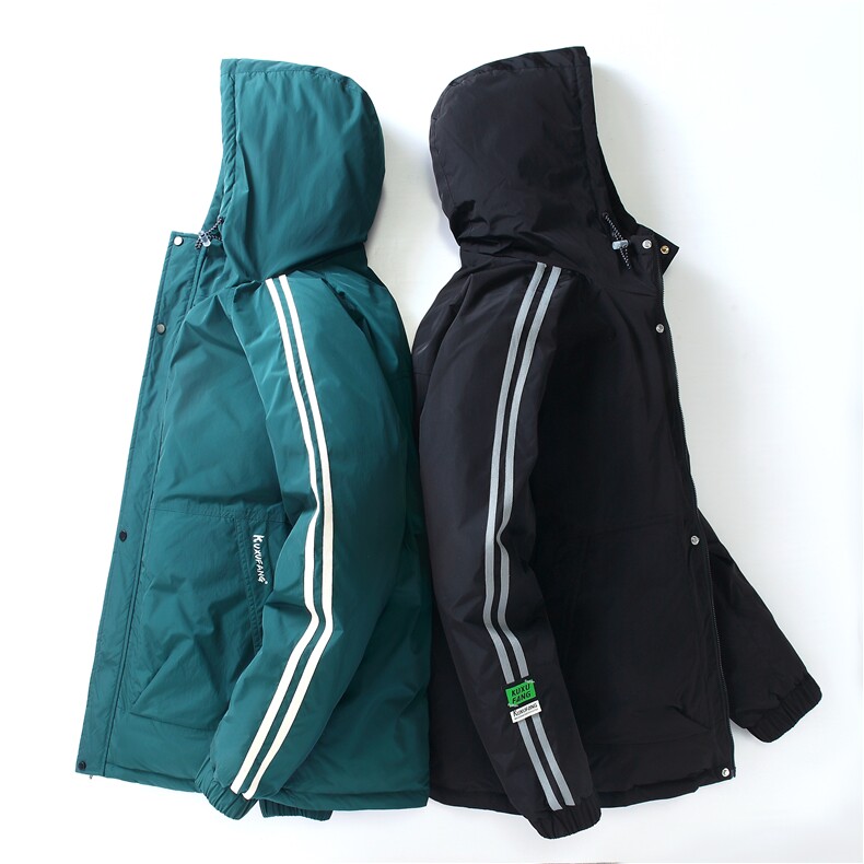 经典三条杠连帽短款时尚韩版白鸭绒羽绒服外穿学生情侣班服，男装羽绒服，星座301D-5(原星座1415）