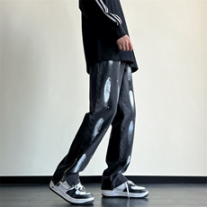 潮流秋款港风宽松休闲油漆彩绘牛仔裤长裤212-2-NZ023-特P50，男装牛仔裤，星座808A-1
