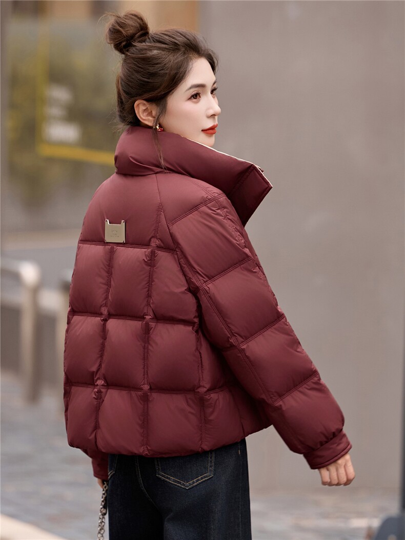 2025年冬季90白鸭绒撞色羽绒服,女装羽绒服,艾尚靓装
