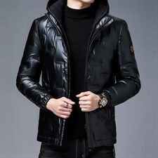 2021中年男拆卸帽亮面羽绒服休闲男冬装爸爸服外套XXH2086-P280图片