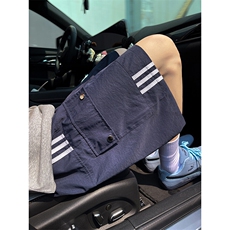 8XL-M三条杠工装短裤大码休闲运动中裤条纹冰丝五分裤DK1303/P48，男装牛仔裤，电商B238