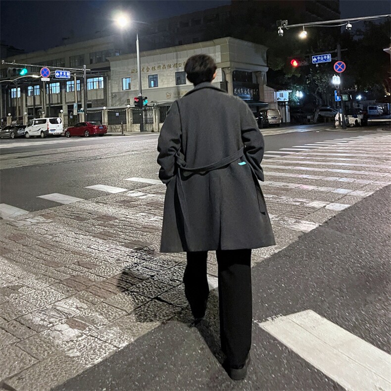 秋冬韩系宽松毛呢大衣男新款中长款风衣外套MN99995/P100加棉P110,男装风衣,电商B316
