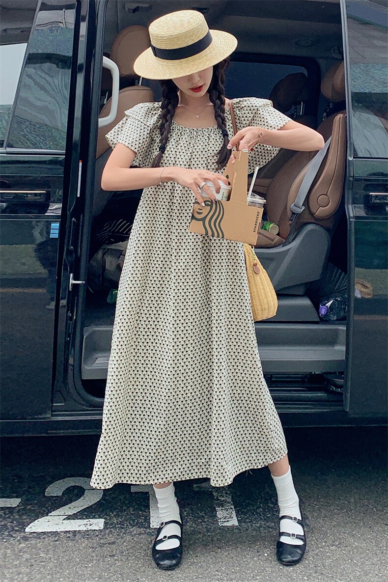 现货2025夏新款碎花露背连衣裙2C053/款号732/批110/控168,女装连衣裙,2C053