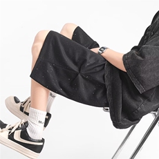 满天星休闲短裤男设计感2024夏季裤子宽松休闲裤五分裤K5574-P35，男装牛仔裤，星座412-3