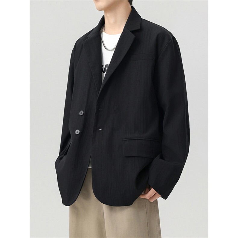 竖纹褶皱西装拼色小格子外套双排扣休闲西装JK2128-P68,男装西服,星座210-1