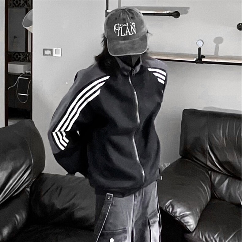 抖音得物高品质美式高街重磅结构织带拼接撞色立领卫衣外套CM41，男装卫衣，电商A486