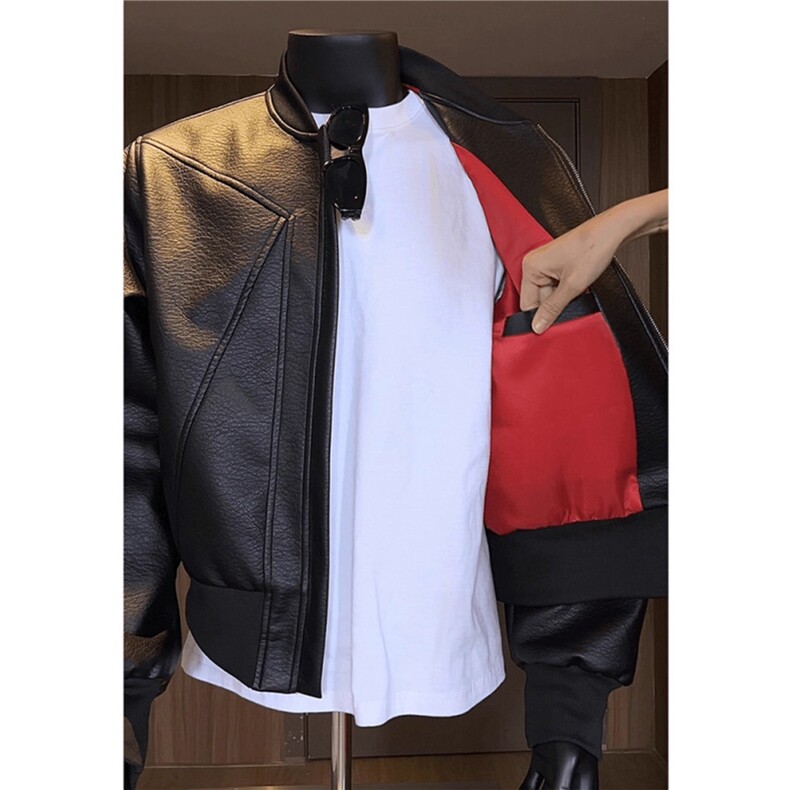 春季美式解构pu皮衣外套男cleanfit短款情侣机车夹克LJK83411-P65,男装夹克,星座1008
