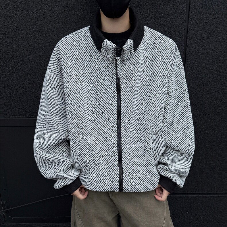黑墙秋季工装夹克潮牌银丝斜纹雪尼尔翻领休闲外套A436-6109-P75,男装夹克,电商A436